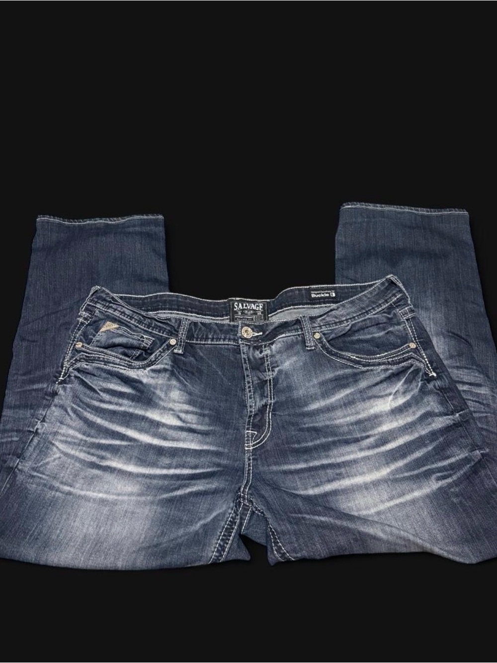 Salvage Men's Faded Blue Relaxed Straight Jeans